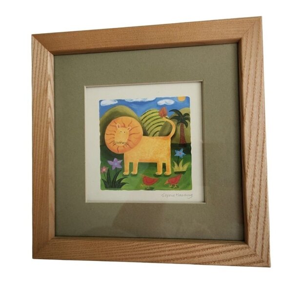 Sophie Harding Giraffe Lion Two Matted Framed Art Reprints‎ Kids Room Decor READ - Picture 2 of 12